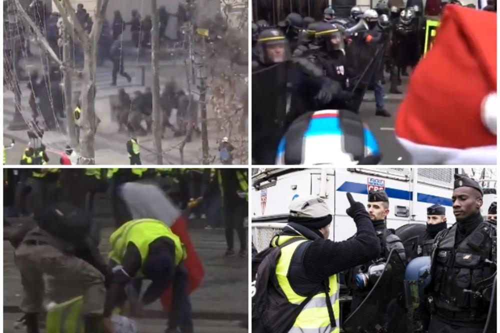 PARIZ GORI OD BEJRUTA, POLICIJA NEMA MILOSTI: Žuti prsluci razbijeni u manje grupe, ali sukobi sa snagama reda traju! Uhapšeno 160! (VIDEO)