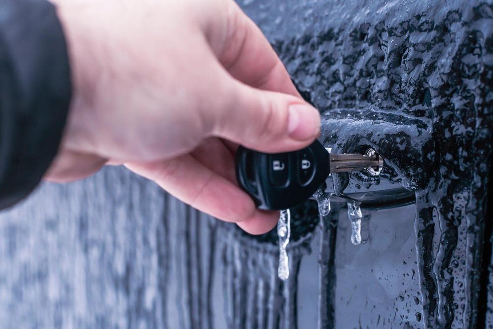 ključ, auto, led, zamrznuta brava