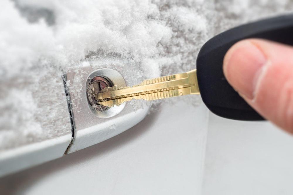 ključ, auto, led, zamrznuta brava