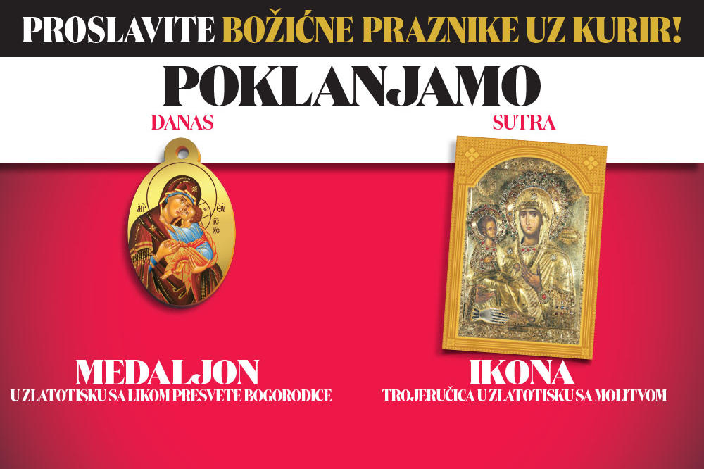 DANAS POKLON U DNEVNIM NOVINAMA KURIR: Osveštan medaljon sa likom Presvete Bogorodice