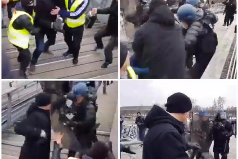 GOLIM RUKAMA NA OKLOPLJENOG ŽANDARMA: Snimak ilustruje sav bes demonstranata u Parizu! POLICIJA SE POVUKLA U RASULU (VIDEO)