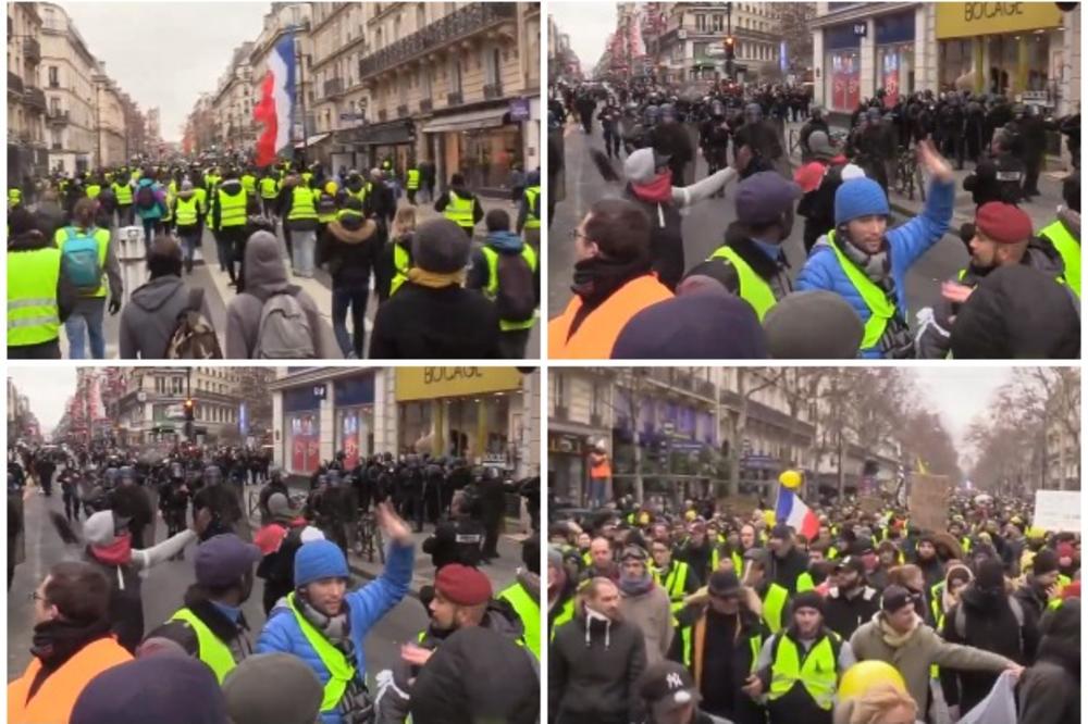ŽUTI PRSLUCI OPET NA ULICAMA PARIZA: Vlasti im spremile doček sa 80.000 policajaca (VIDEO)
