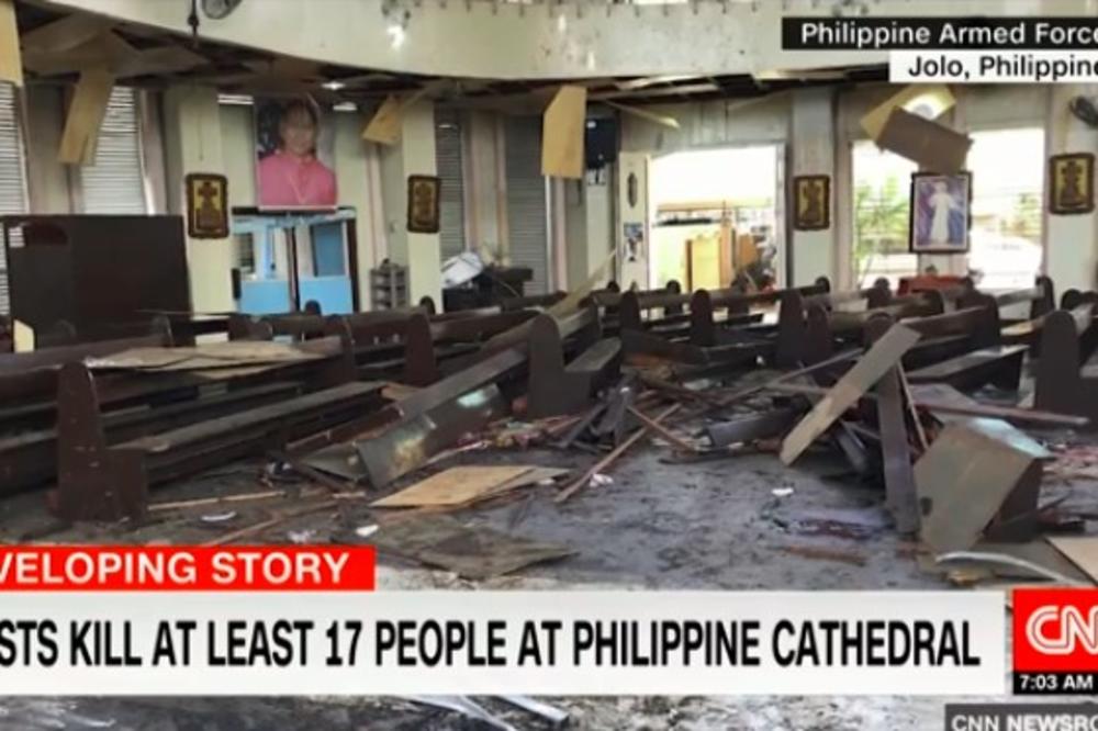POKOLJ HRIŠĆANA NA NEDELJNOJ MISI: 19 mrtvih u napadu bombaša samoubica na katedralu u Filipinima (VIDEO)