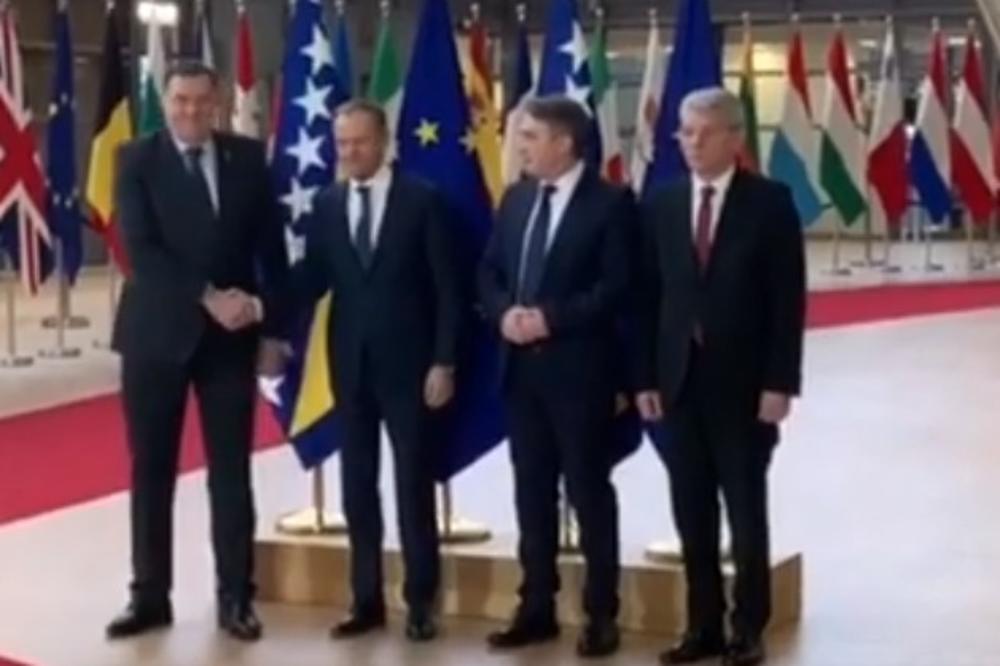 TUSK PRIMIO ČLANOVE PREDSEDNIŠTVA BiH: Dodik, Komšić i Džaferović na sastanku sa predsednikom Evropskog saveta (VIDEO)