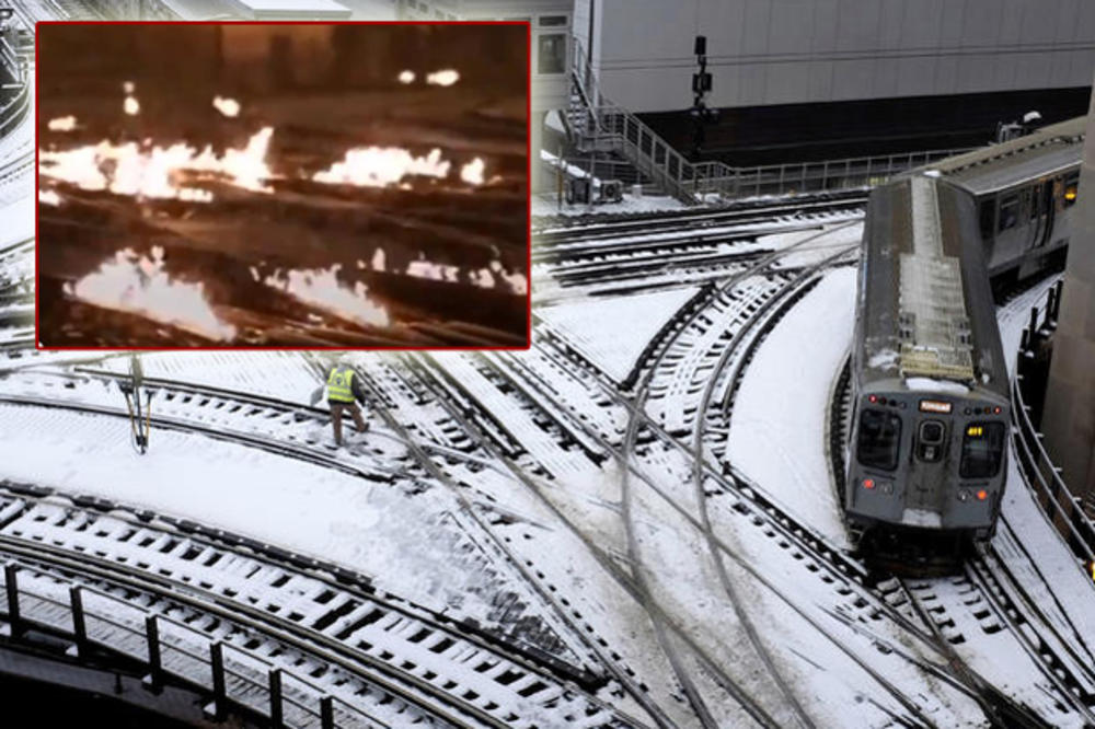 ČIKAGO U PLAMENU: Evo kako se železnica bori da polarna hladnoća ne iskida šine! (VIDEO)