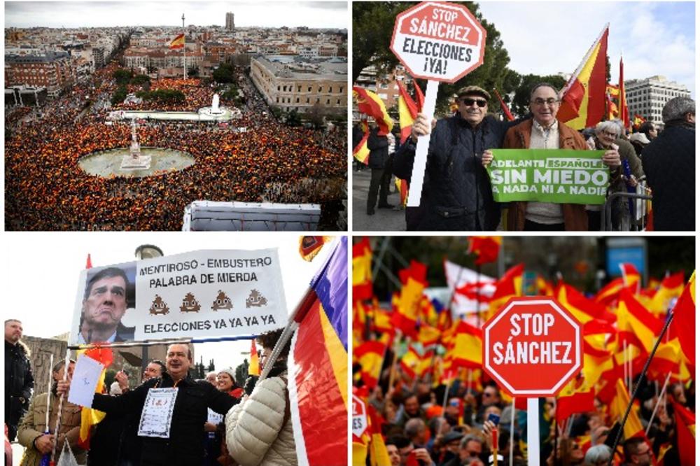 PAKAO U MADRIDU: Podnesi ostavku, urlaju hiljade ljudi premijeru Pedru Sančezu! (VIDEO)