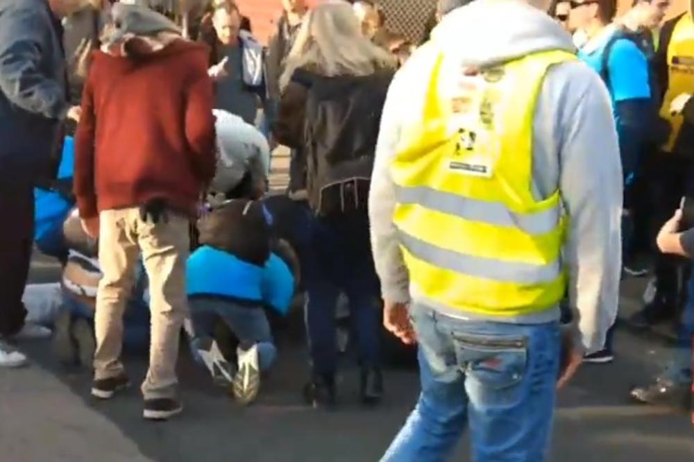 HOROR NA PROTESTU ŽUTIH PRSLUKA: Prvo im dobacio iz automobila, a onda dodao gas! Najmanje troje povređeno!(VIDEO)