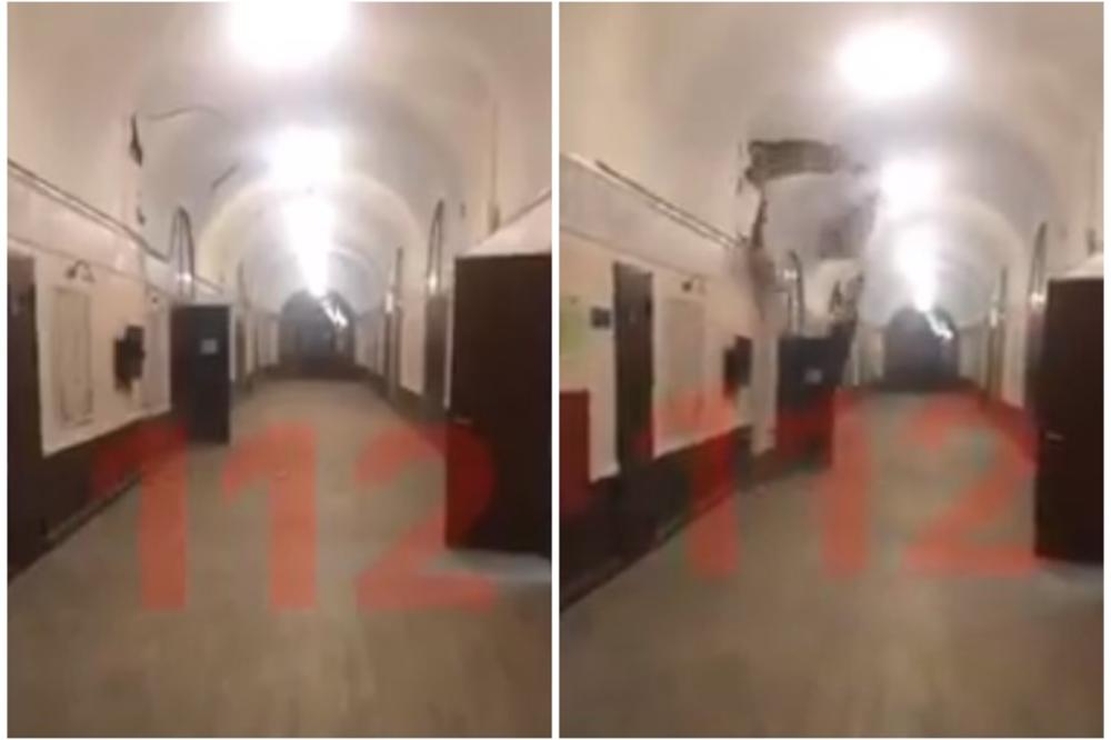 TRENUTAK UŽASA ZA RUSKE STUDENTE: Ovako je iznutra izgledalo rušenje spratova zgrade Univerziteta u Sankt Peterburgu! (VIDEO)