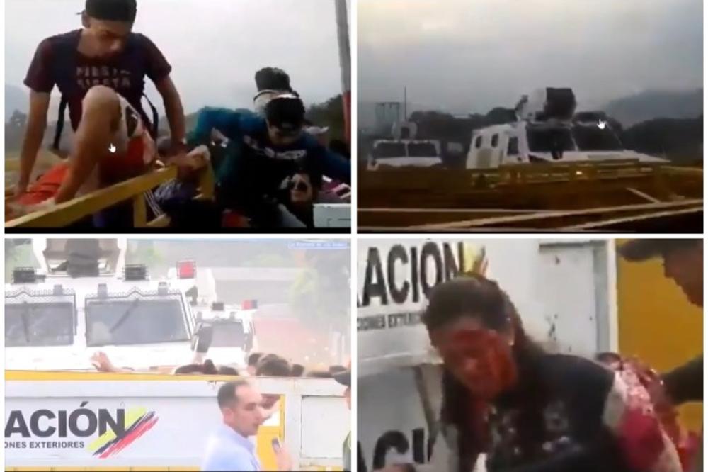 SNIMCI KOJI SU ZGROZILI SVET: Dezerteri venecuelanske vojske GAZE SVE PRED SOBOM! Ljudi vrište i panično beže pred oklopnim vozilima koja ruše barikade na mostu Simon Bolivar! (VIDEO)
