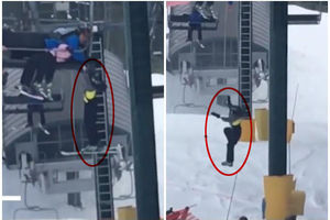 MALI HEROJI SU BRZO REGOVALI: Drug im je visio sa ski lifta i bio na korak da padne, evo kako su ga spasli (VIDEO)