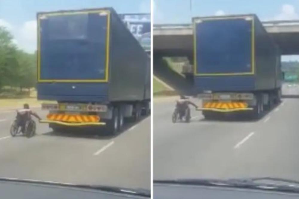 SNIMIO NEVEROVATNU SCENU NA AUTO-PUTU: Pogledajte šta to vuče kamion! OPASNO! (VIDEO)