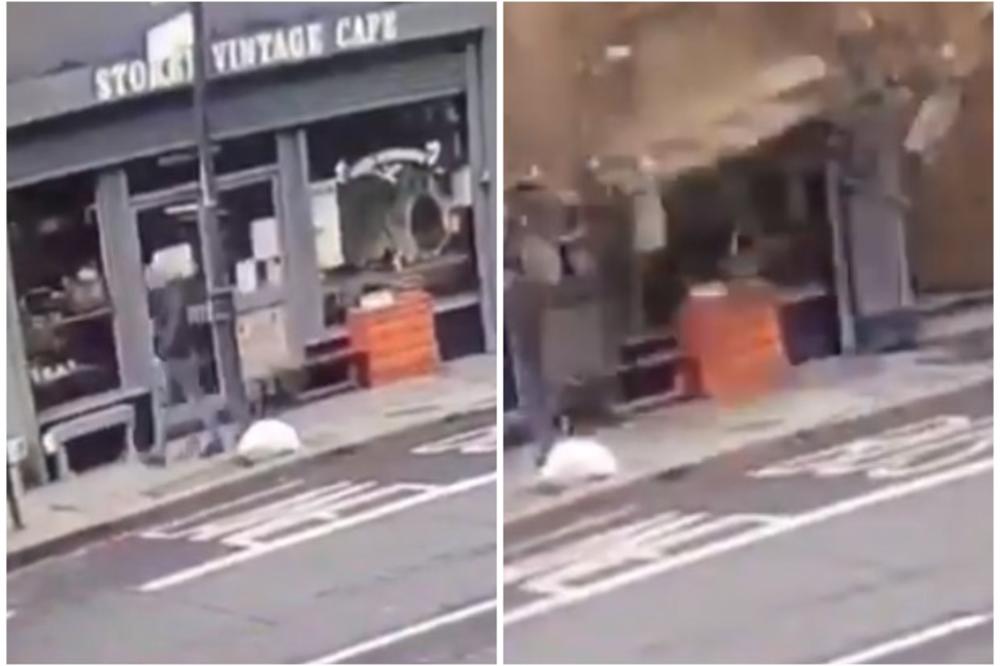 BIO JE KORAK ISPRED SMRTI: Britanac je mirno šetao krajem, a duvali su vetrovi koji ruše zgrade (VIDEO)