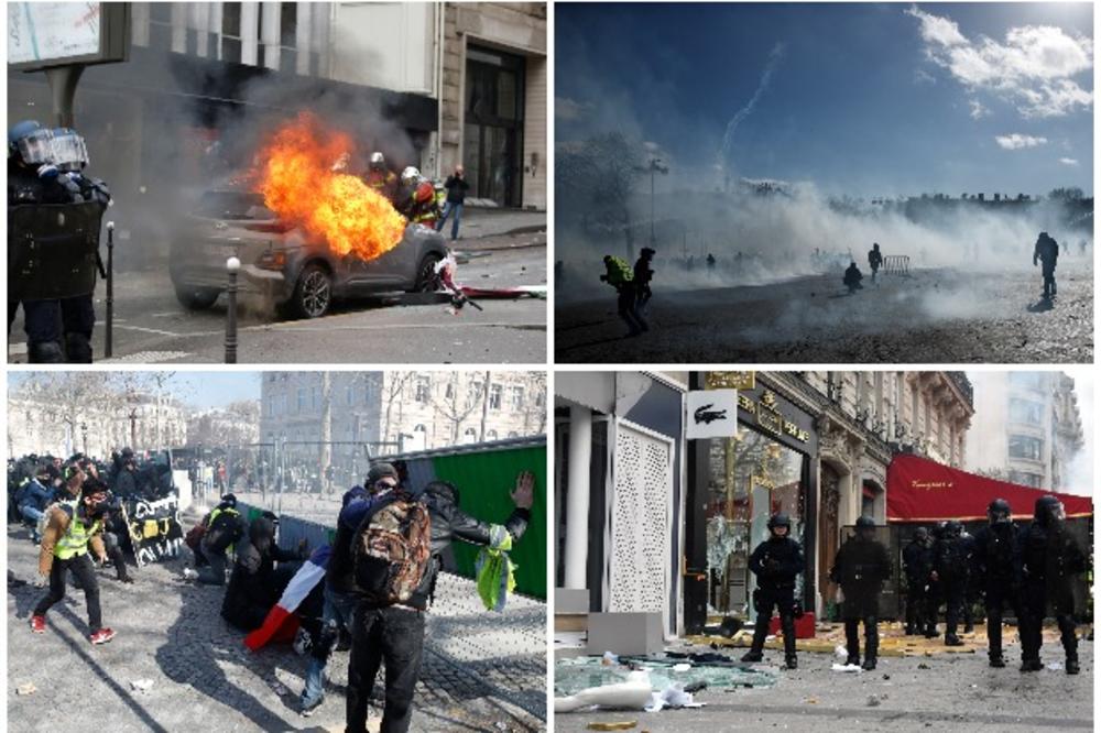 HOROR POSLE PROTESTA ŽUTIH PRSLUKA U PARIZU: Zapalili banku, a vatrogasci spasavali majku i dete iz požara, policija branila luksuzne prodavnice od demonstranata (VIDEO, FOTO)