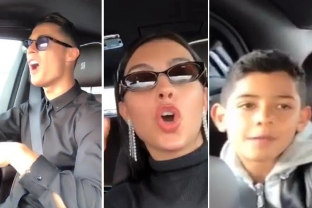 RASPEVANA PORODICA: Ronaldo, Georgina i Kristijanito u automobilu napravili muzički spektakl! Poslušajte ih kako pevaju svetske hitove (VIDEO)