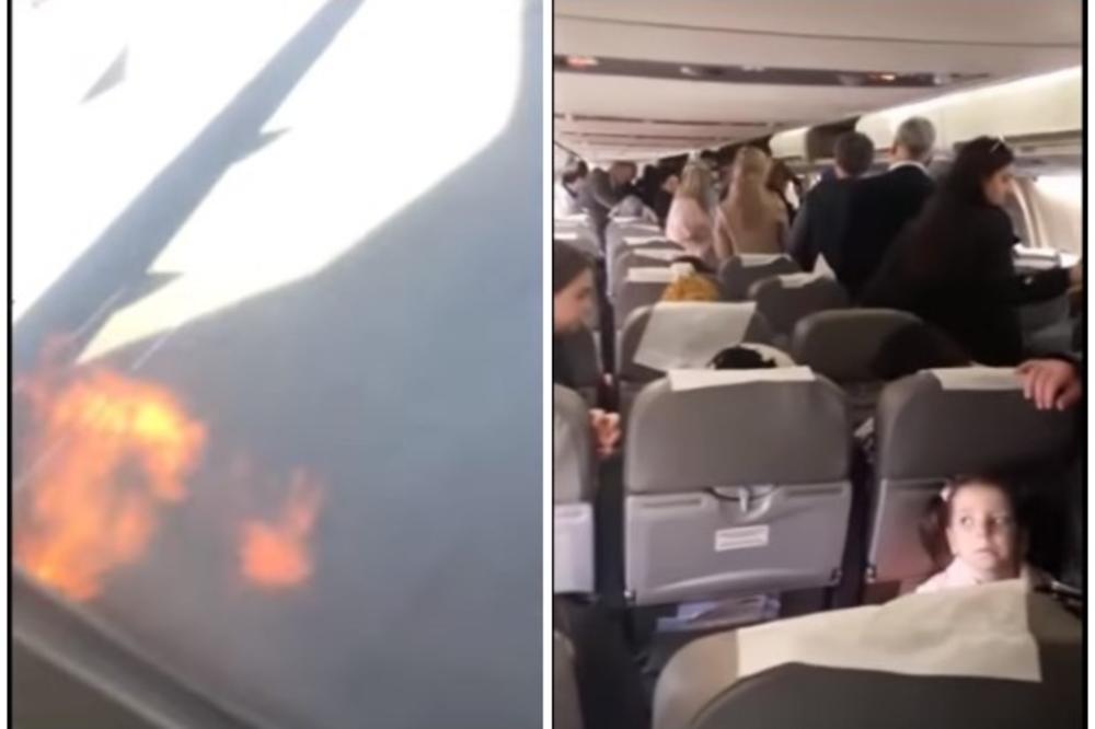PANIKA U BOINGU! LJUDI ISKAKALI IZ AVIONA: Tokom poletanja zapalio se motor iz kog je počela da suklja vatra, putnici  poleteli ka izlazu! (VIDEO)