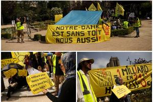 PARISKI BESKUĆNICI PROTESTOVALI ISPRED NOTR DAMA: Najsiromašniji donatorima uputili SRCEPARAJUĆU PORUKU (VIDEO)