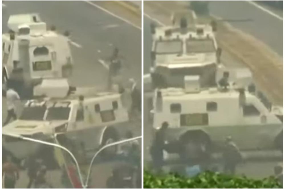 DRŽAVNI UDAR U VENECUELI, PUCNJAVA NA ULICAMA KARAKASA Vojno vozilo uletelo među demonstrante! CNN: Ranjen Madurov pukovnik! Gvaido navodno nije u Karakasu! U sukobima povređeno 50! (VIDEO, FOTO)