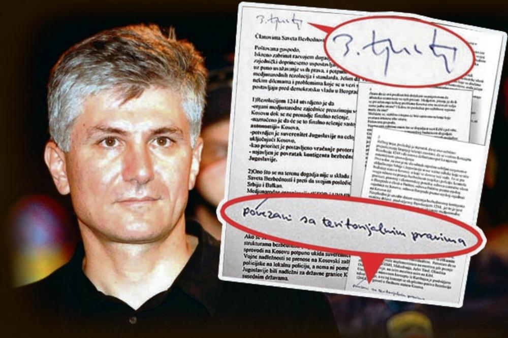 EKSKLUZIVNO! ĐINĐIĆ SVE PREDVIDEO MESEC DANA PRED SMRT: Ovo je njegovo pismo UN o rešenju za Kosovo! (FOTO DOKUMENT)