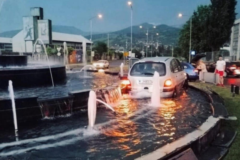 ZENIČANIN PIJAN KOLIMA ULETEO U FONTANU: Imao 2,26 promila, čeka ga 200 evra kazne i oduzimanje vozačke dozvole