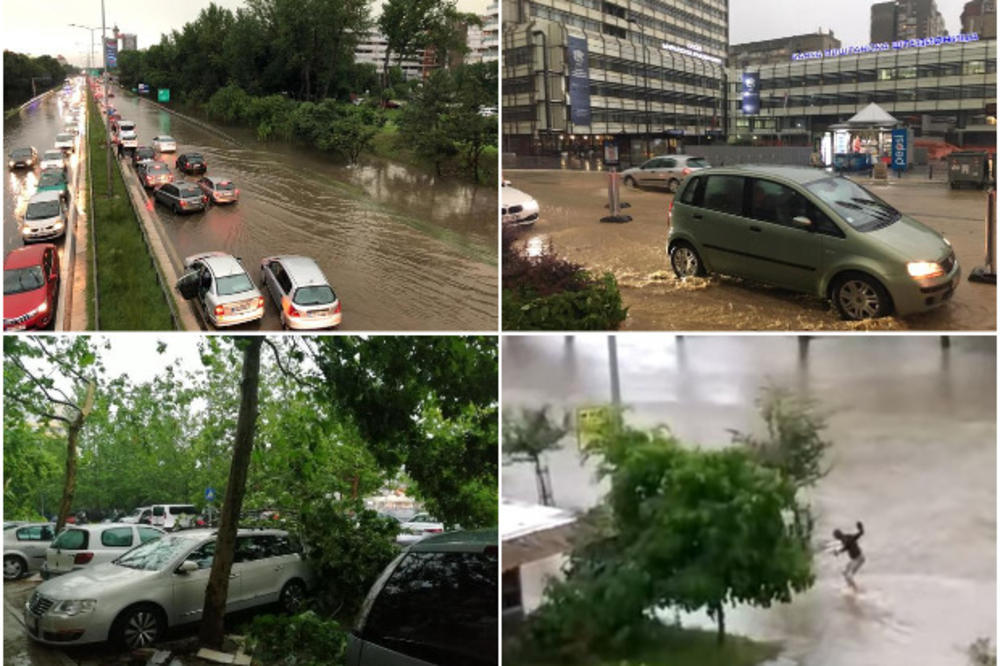 POTOP U BEOGRADU! ZATVORITE PROZORE I NE IZLAZITE NAPOLJE: Ove ulice su potopljene, a kiša je čak poplavila i neke solitere! Kataklizmični prizori grada (KURIR TV)