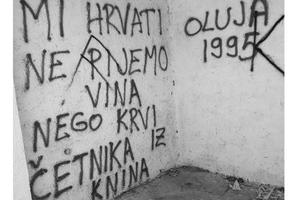 USTAŠKI GRAFIT PONOVO U SRPSKOM SELU U KRAJINI: Mi Hrvati ne pijemo vina, nego samo krvi četnika iz Knina! (FOTO)