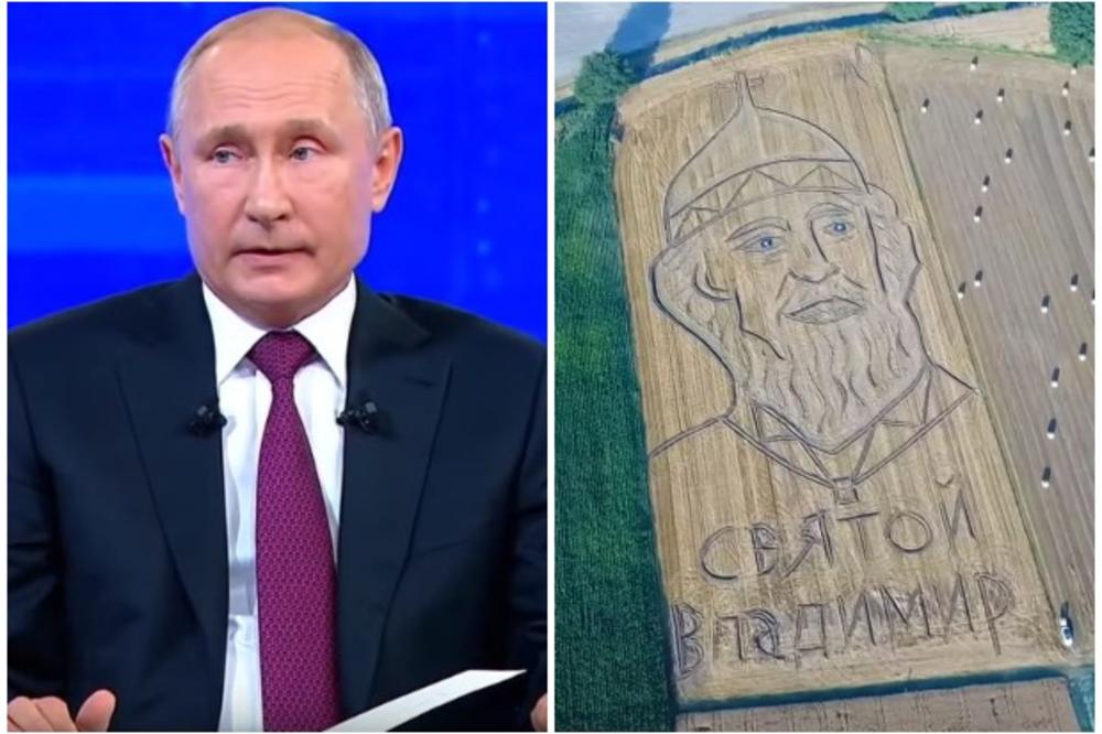 SVETI VLADIMIR VELIKI: Umetnik traktorom oslikao portret kneza Vladimira Velikog u čast Putinove posete Italiji (VIDEO)