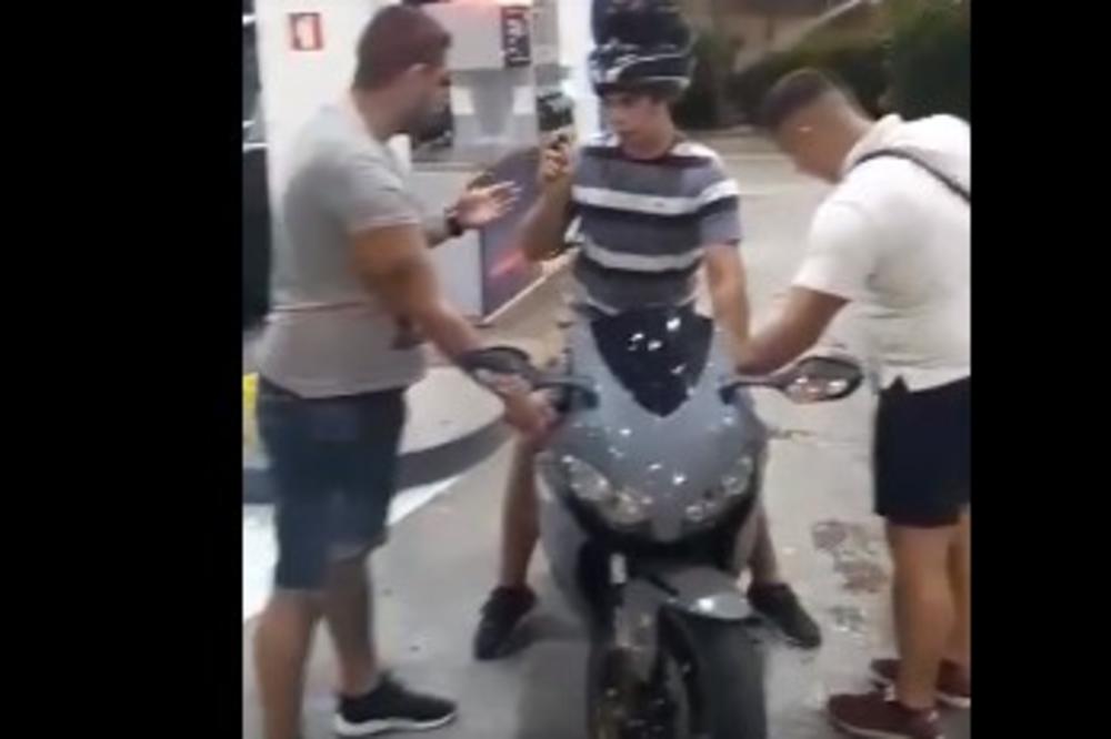 LAŽNI POLICAJAC TERORIŠE DUBROVČANE: Pogledajte kako maltretira mladića na motoru koji je stao na pumpu!