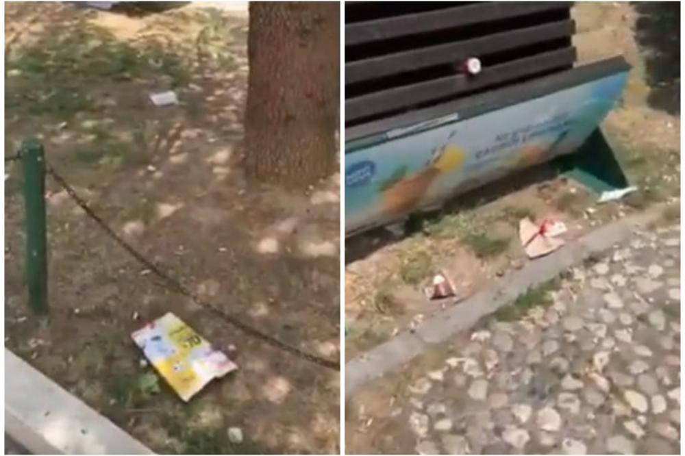 SMEĆE NA SVE STRANE: Ovako izgleda centar Sarajeva, park na Baščaršiji pun papira i plastičnih flaša! Nigde ni kanti za đubre (VIDEO)
