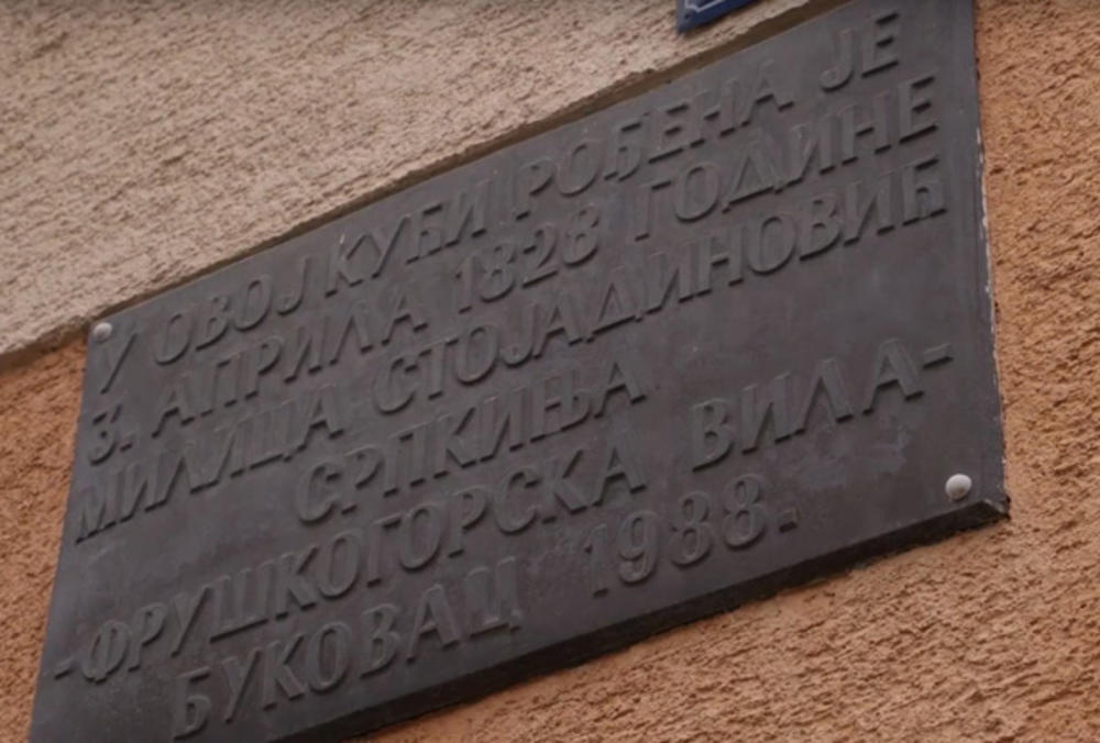 Milica Stojadinović, Srpkinja, spomenik, Vrdnik, Novi Sad, tabla, natpis