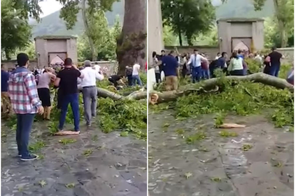 ODLOMILA SE GRANA PLATANA STAROG 500 GODINA I PALA NA TURISTE! Povređeno 19 ljudi, 4 u kritičnom stanju! Vetar napravio haos (VIDEO)