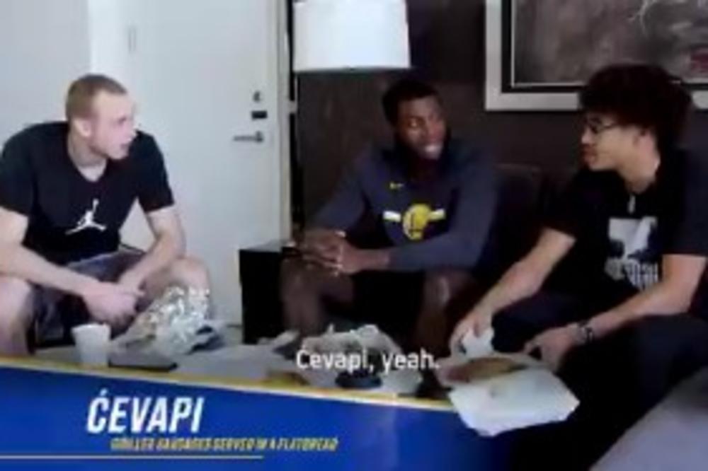 ĆEVAPI I BUREK ZA AMERE: Pogledajte kako su košarkaši Golden Stejta reagovali kad im je Smailagić doneo SRPSKU HRANU! (VIDEO)