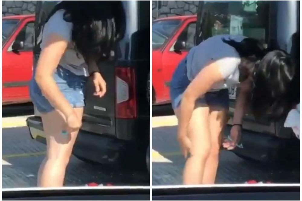 PRIPREME ZA PLAŽU U POSLEDNJI ČAS: Došla u Herceg Novi, pa na parkingu počela da brije noge! Ovaj snimak je zapanjio Balkan! (VIDEO)