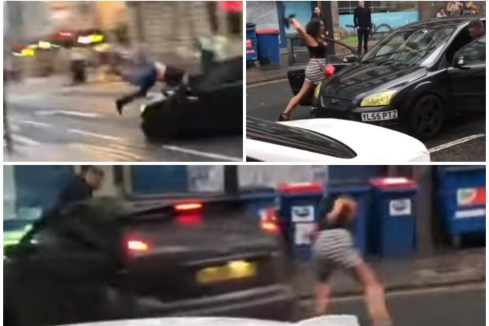 LUDILO U NJUKASLU! BRITANCI NA NOGAMA: Crni ford gazi pešake po ULICI, žena udara po šoferki! ŠOK-SNIMAK IZ ENGLESKE!