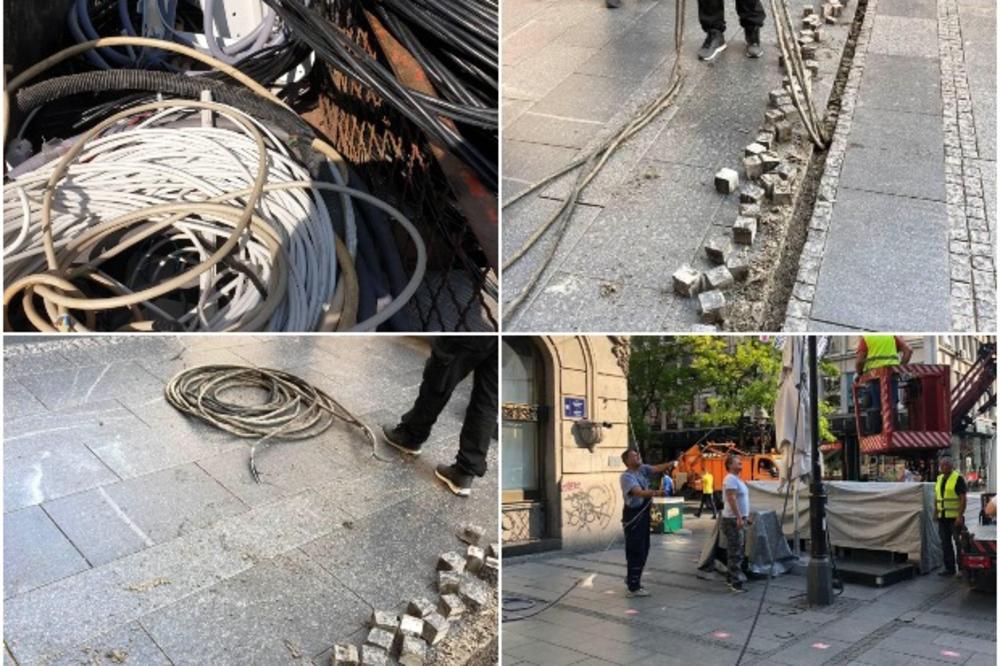 UKLONJENI NELEGALNI KABLOVI ZA STRUJU U KNEZ MIHAILOVOJ Vesić: Pojedini vlasnici lokala raskopavali noću ulicu i postavljali kablove