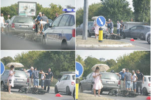 KURIR NA LICU MESTA, SAOBRAĆAJKA KOD UŠĆA: Motoristu zbrinula Hitna  pomoć, a taj deo grada je u kolapsu (FOTO)