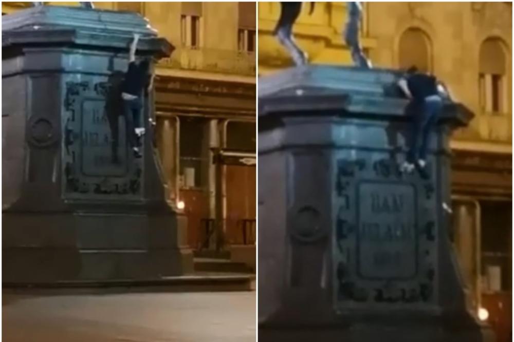 RAZBIO SE KAO SLIKA: Hrvat se penjao na spomenik banu Jelačiću, pa pao sa visine od 2 metra! (VIDEO)