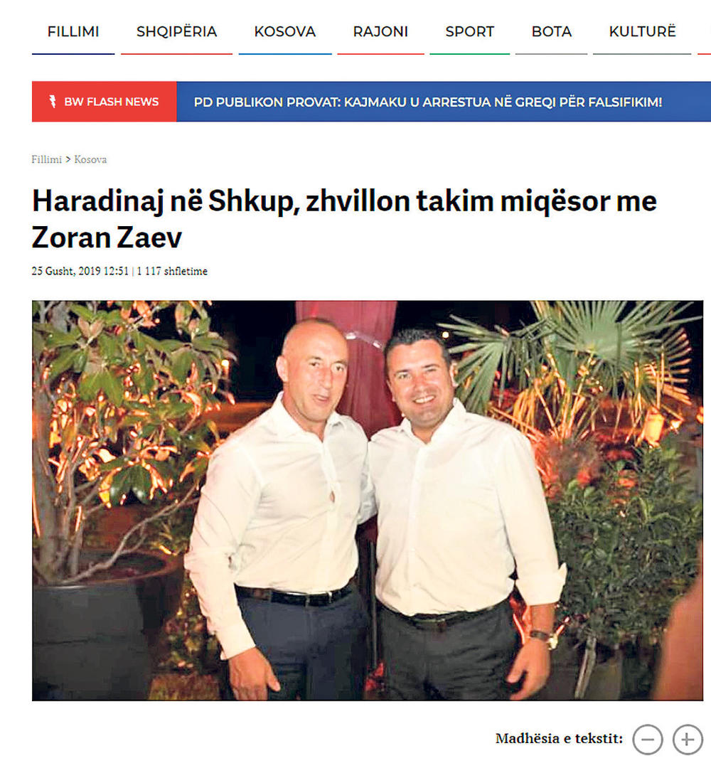 Albanski mediji  pisali o susretu... Haradinaj i Zaev