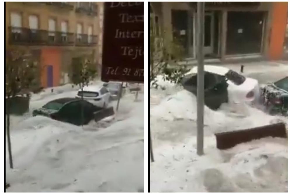 POGLEDAJTE KAKO SU SE ULICE MADRIDA PRETVORILE U PLANINSKE BUJICE: Voda nosi automobile kao da su od papira! Oluja paralisala grad dok drugi kraj zemlje gori! (VIDEO)