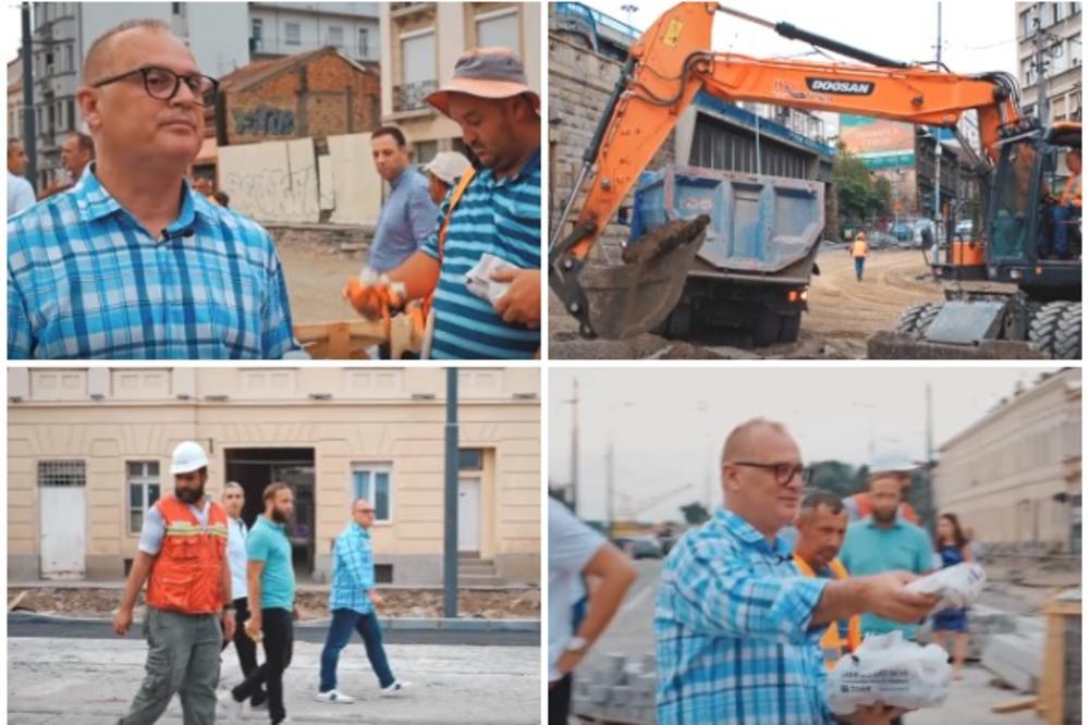 VESIĆ DELIO PLJESKAVICE U CENTRU GRADA: Zamenik gradonačelnika obišao radnike koji su za DVA DANA IZLILI 280 TONA ASFALTA U KARAĐORĐEVOJ ULICI! (VIDEO)