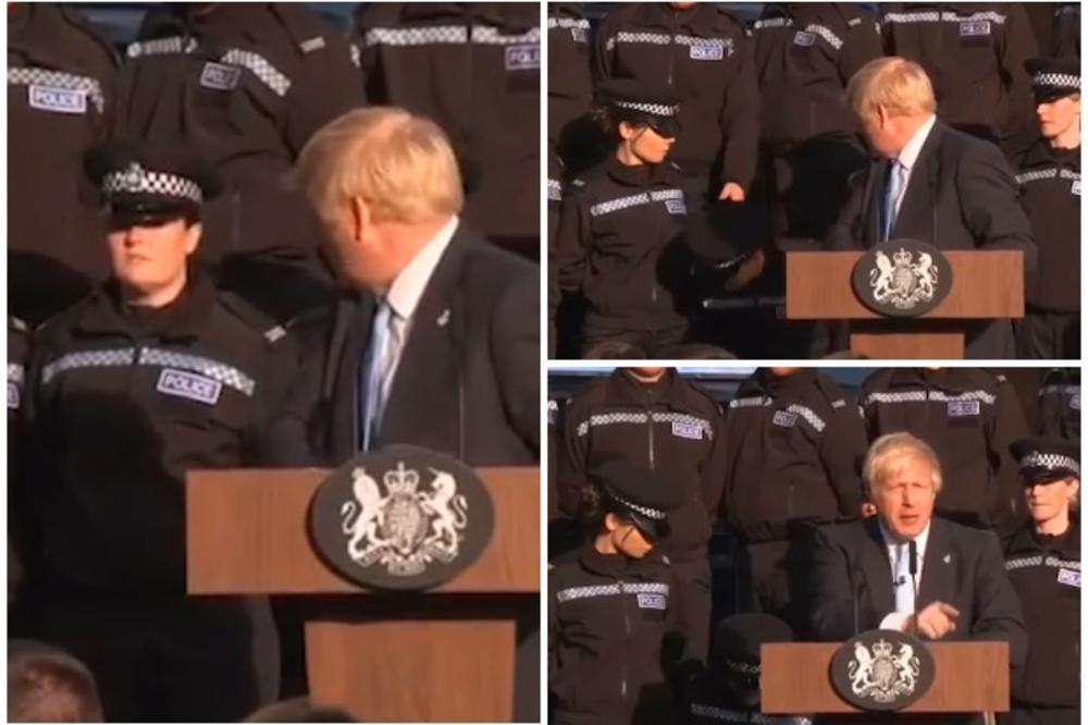 OKO NJEGA SVE PADA: Policajki pozlilo usred govora Borisa Džonsona (VIDEO)