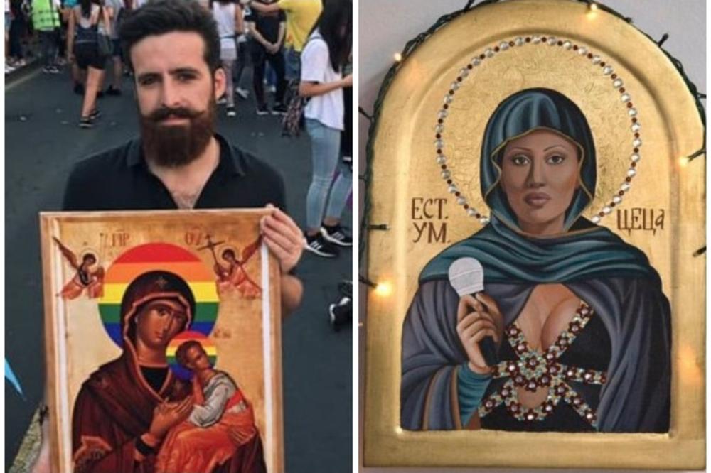 NE PRESTAJE DA PROVOCIRA I ŠOKIRA: Teologu koji je na gej paradi nosio ikonu Bogorodice u bojama duge, nova meta je SRPSKA MAJKA! (FOTO)
