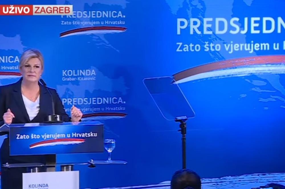 KOLINDA U BITKU ZA DRUGI MANDAT KREĆE I ZBOG VELIKOSRPSKE AGRESIJE: Govor aktuelne hrvatske predsednice pun hvalospeva njenoj vlasti, bez ijednog rešenja za probleme u državi (VIDEO)