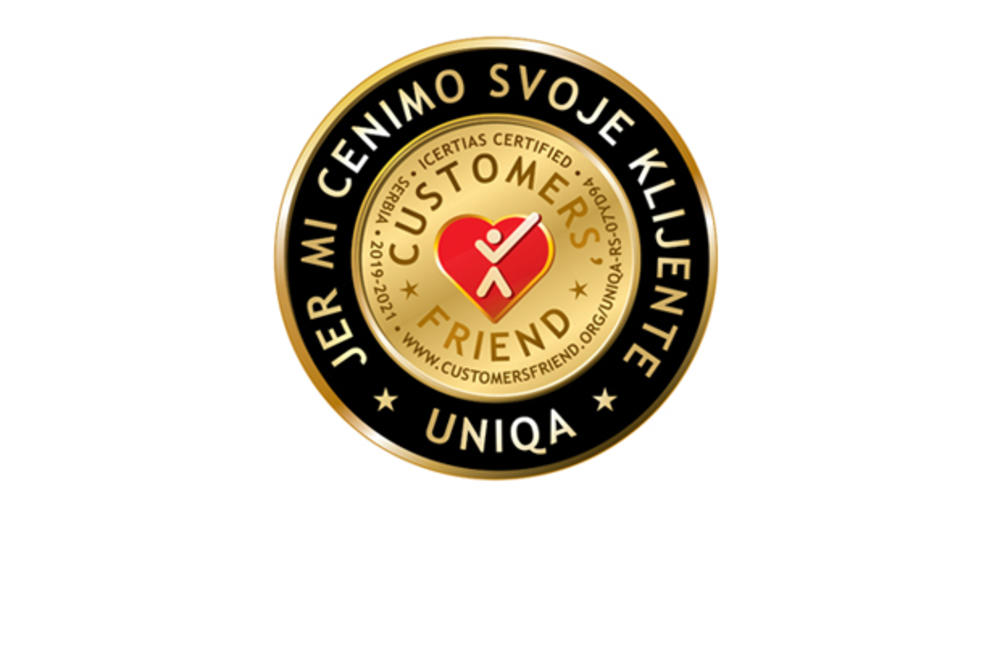 UNIQA osiguranje dobitnik međunarodnog sertifikata i zlatne medalje "Customers' Friend“ za izvrstan odnos sa klijentima