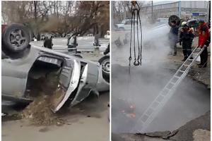 HOROR U RUSIJI: 2 muškarca se vozila u autu, a onda su propali u rupu ključale vode! Živi se skuvali! (FOTO, VIDEO)