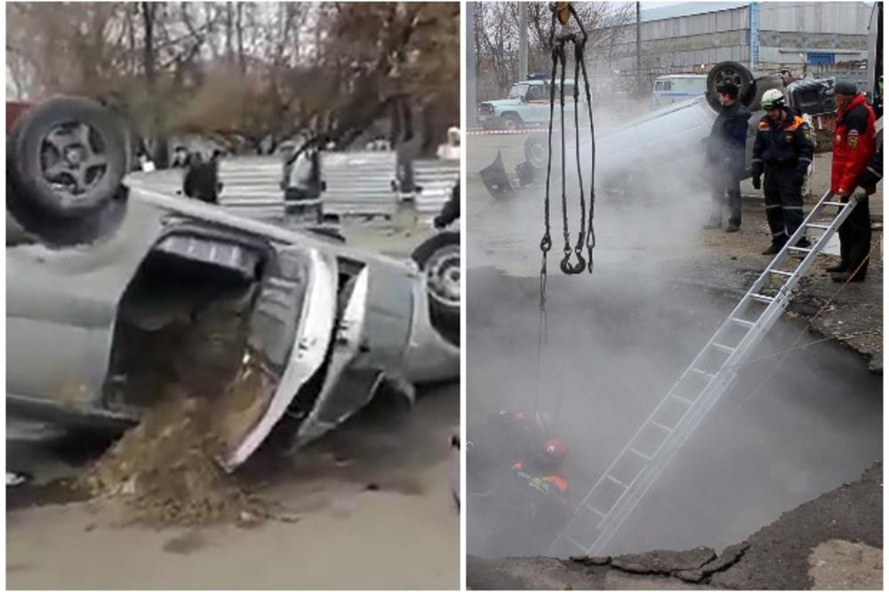 HOROR U RUSIJI: 2 muškarca se vozila u autu, a onda su propali u rupu ključale vode! Živi se skuvali! (FOTO, VIDEO)