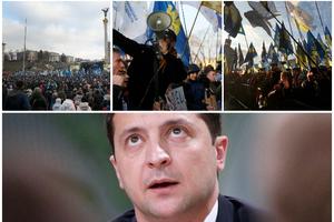 UKRAJINCI ZELENSKOM NE VERUJU: Veliki protest u Kijevu pred pariski sastanak o okončanju sukoba u Ukrajini (FOTO)
