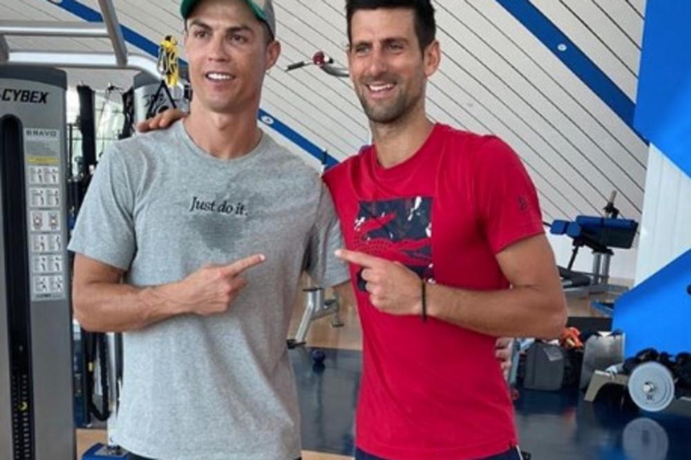 SUSRET SPORTSKIH VANZEMALJACA: Kristijano Ronaldo uči Novaka Đokovića JEDNOM TRIKU! Pogledajte ovaj URNEBESAN snimak