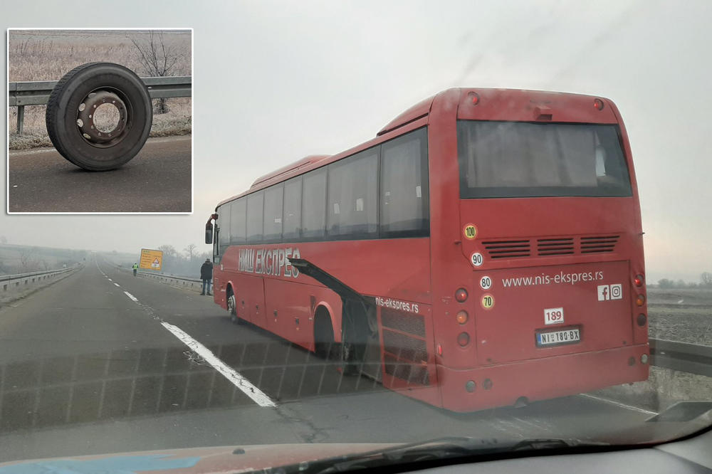 HAOS KOD PROKUPLJA: Autobusu u toku vožnje ispali točkovi pa se kotrljali po magistrali, vozači gledali u čudu FOTO