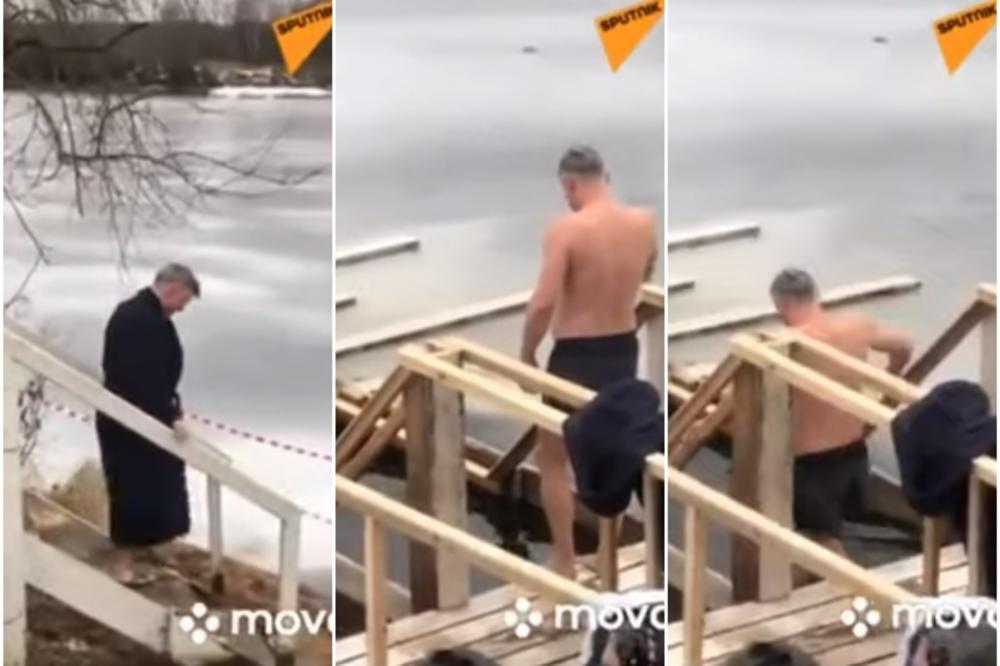 LAZANSKI SE UGLEDAO NA PUTINA: Ispoštovao običaj na Bogojavljenje, pa skočio u ledenu vodu u Rusiji VIDEO