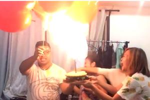 OD ŠALE DO SPALJENE KOSE! Rođendanski baloni planuli u dodiru sa prskalicom na torti, slavljenik izbezumljen! (VIDEO)